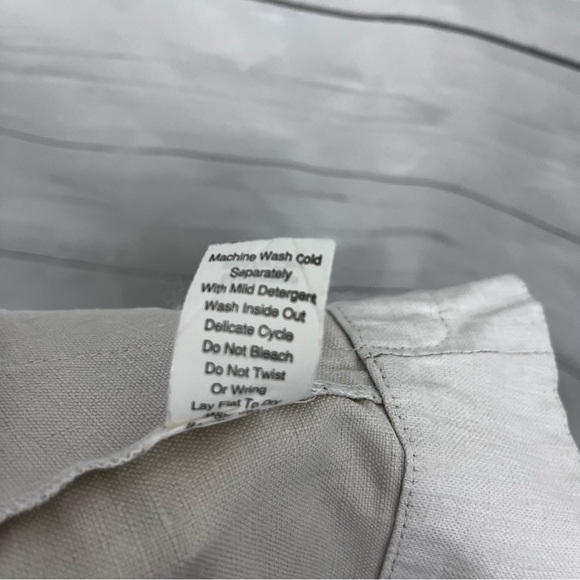 CAbi Cream 100% Linen Ruffled Asymmetrical Crop Button Jacket - Picture 16 of 16